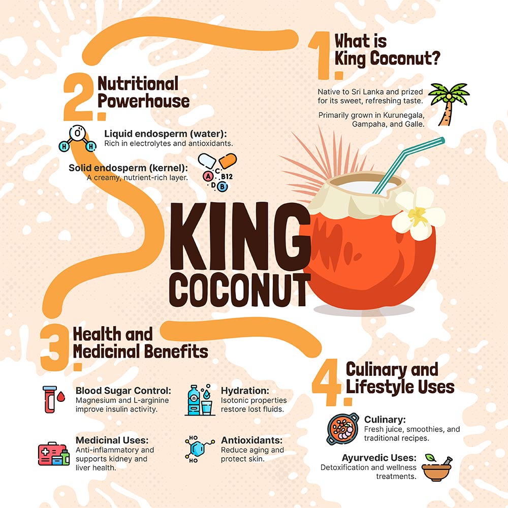 An infographic about the King Coconut Fruit