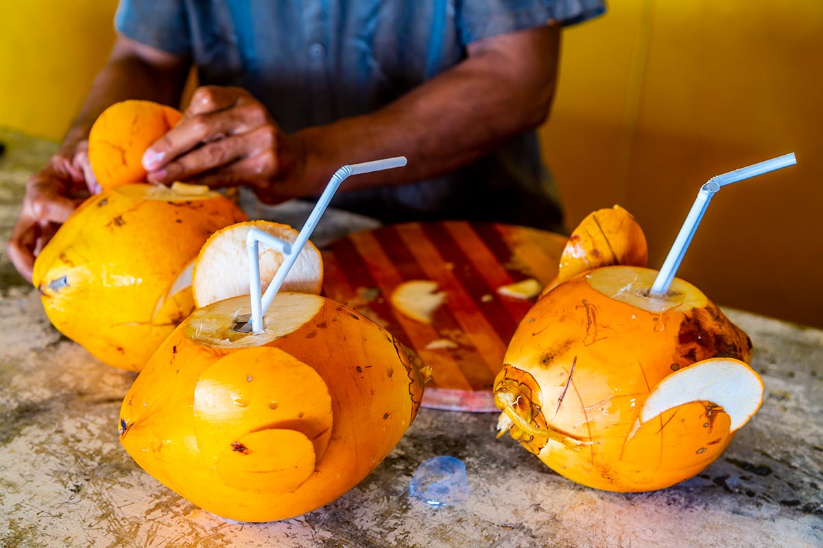 Natural Sri Lankan King Coconut Water beverage which is nutritious and refreshing.